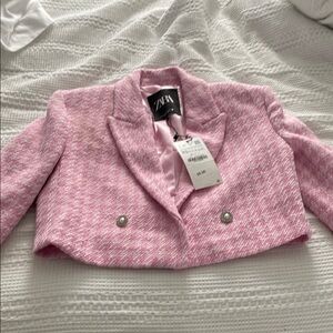 Zara Pink Tweed Blazer Jacket
